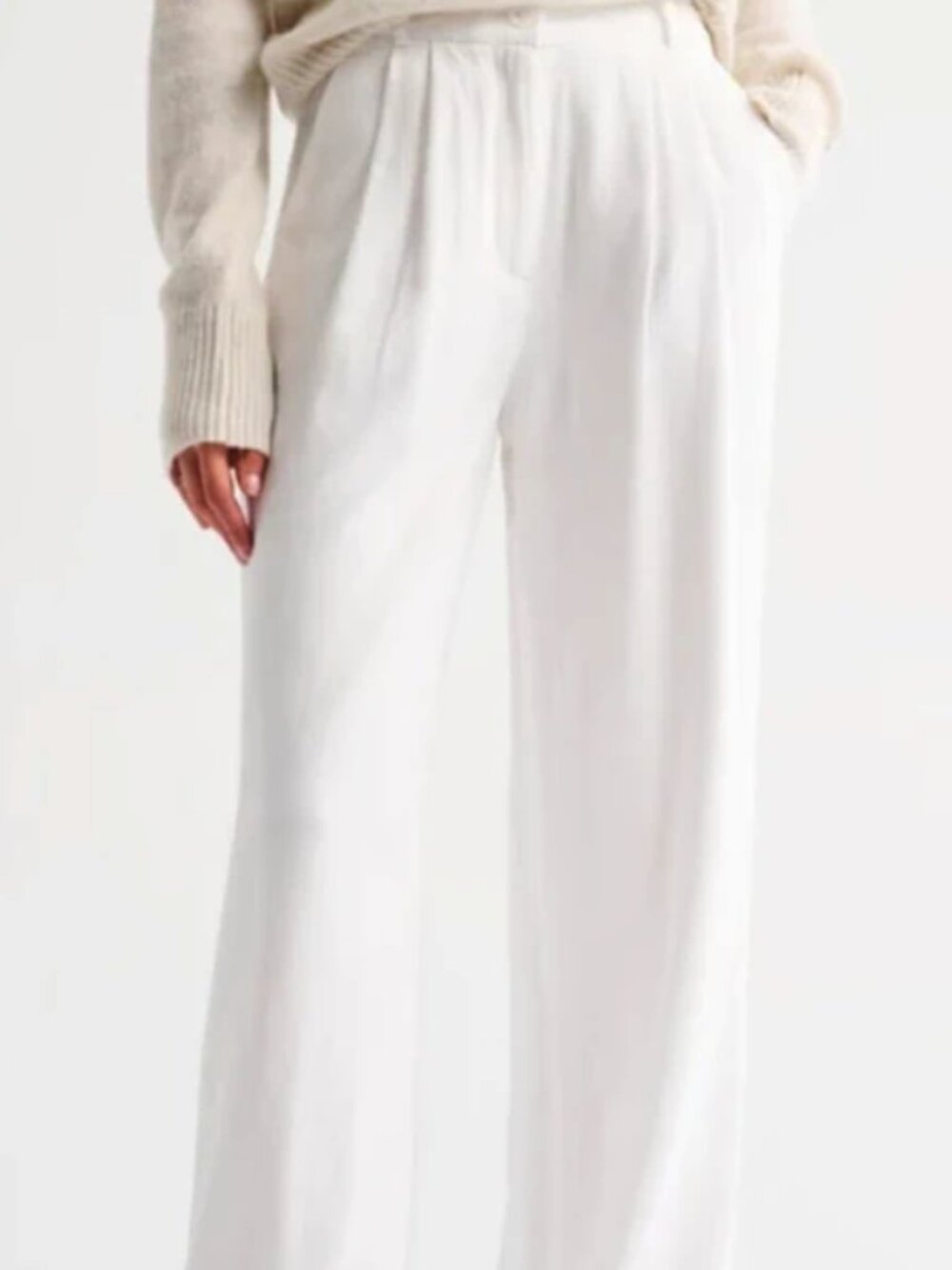 White A&F Sloane Linen-Blend Tailored Wide Leg Pant Size 4 - 27